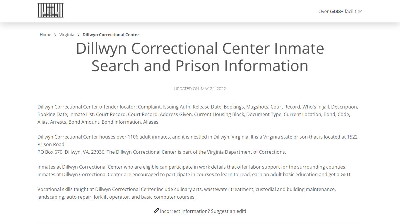 Dillwyn Correctional Center Inmate Search, Visitation ...